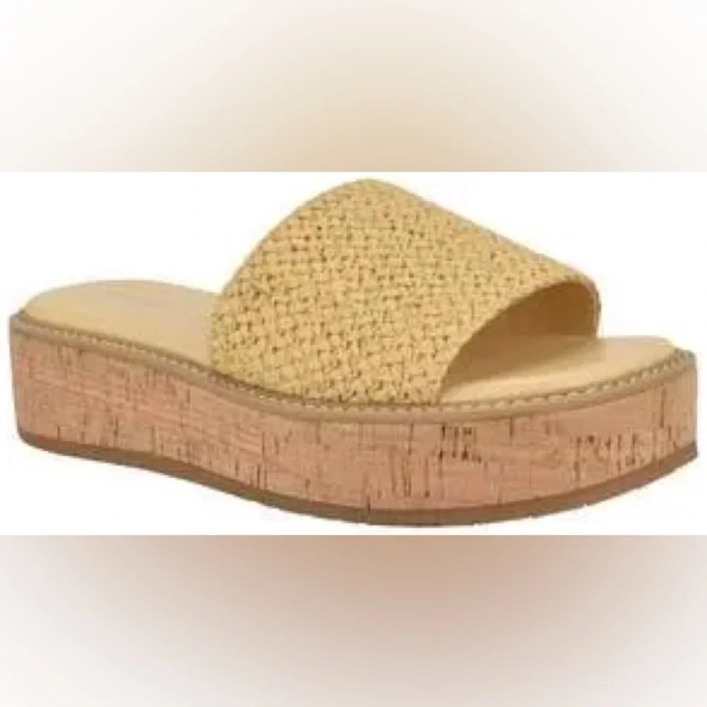🆕Calvin Klein ARZELIA Natural Woven Cork Platform Sandals